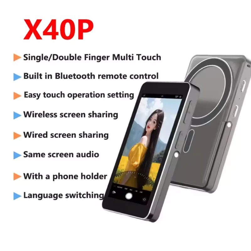 Telefon Tutucu ile Kablosuz Selfie Monitörü Dokunmatik Ekran Paylaşım Cihazı Vlog Canlı Akış için Arka Selfie Projeksiyon Ekranı