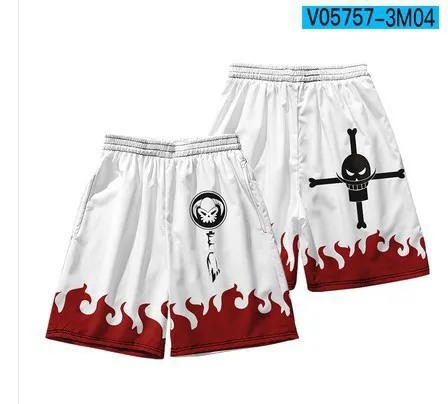 thumbnail image 1 of Pantalones cortos con estampado digital 3D de anime ONE Piece Monkey D Luffy Roronoa Zoro Ace Edward Newgate Kaidou, pantalones cortos casuales holgados para playa, 1 of 5
