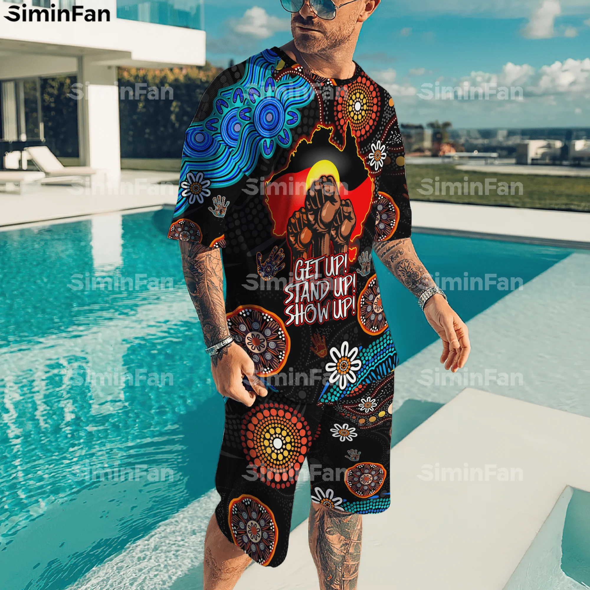 

Aboriginal Indigenous Naidoc Week 3D Print Men Tshirt Shorts Set Summer Tracksuit Two-Piece Sportwear Male Tee Female Casual Top