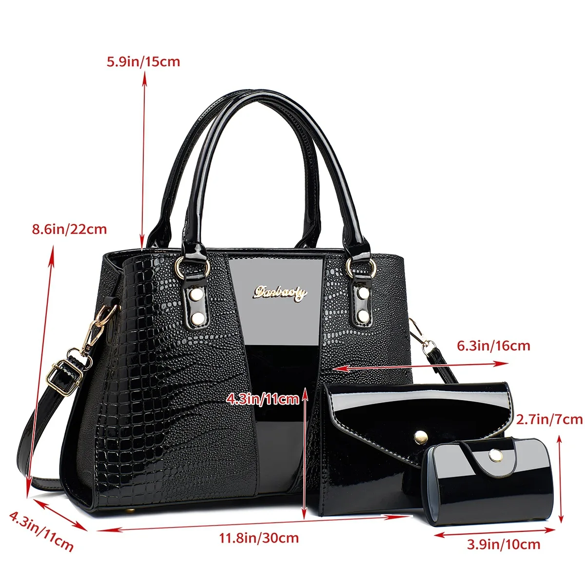 Large Capacity Crocodile Pattern Mother-Daughter Handbag Set