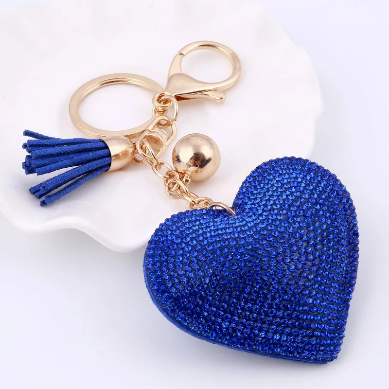 Fawziya Heart Keychains For Women Crystal Tassel Key Chains 
