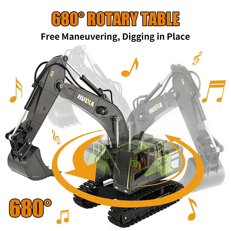 HUINA 1:16/1:18 11 Channels Engineering Car 2.4G Remote Control Bulldozer Truck Dumper Excavator Duty Bulldozer Metal Shovel Toy 2