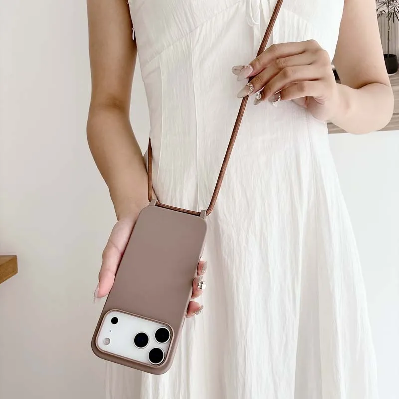Luxury Strap Lanyard Phone Case - Candy Color Soft Silicone TPU Cover