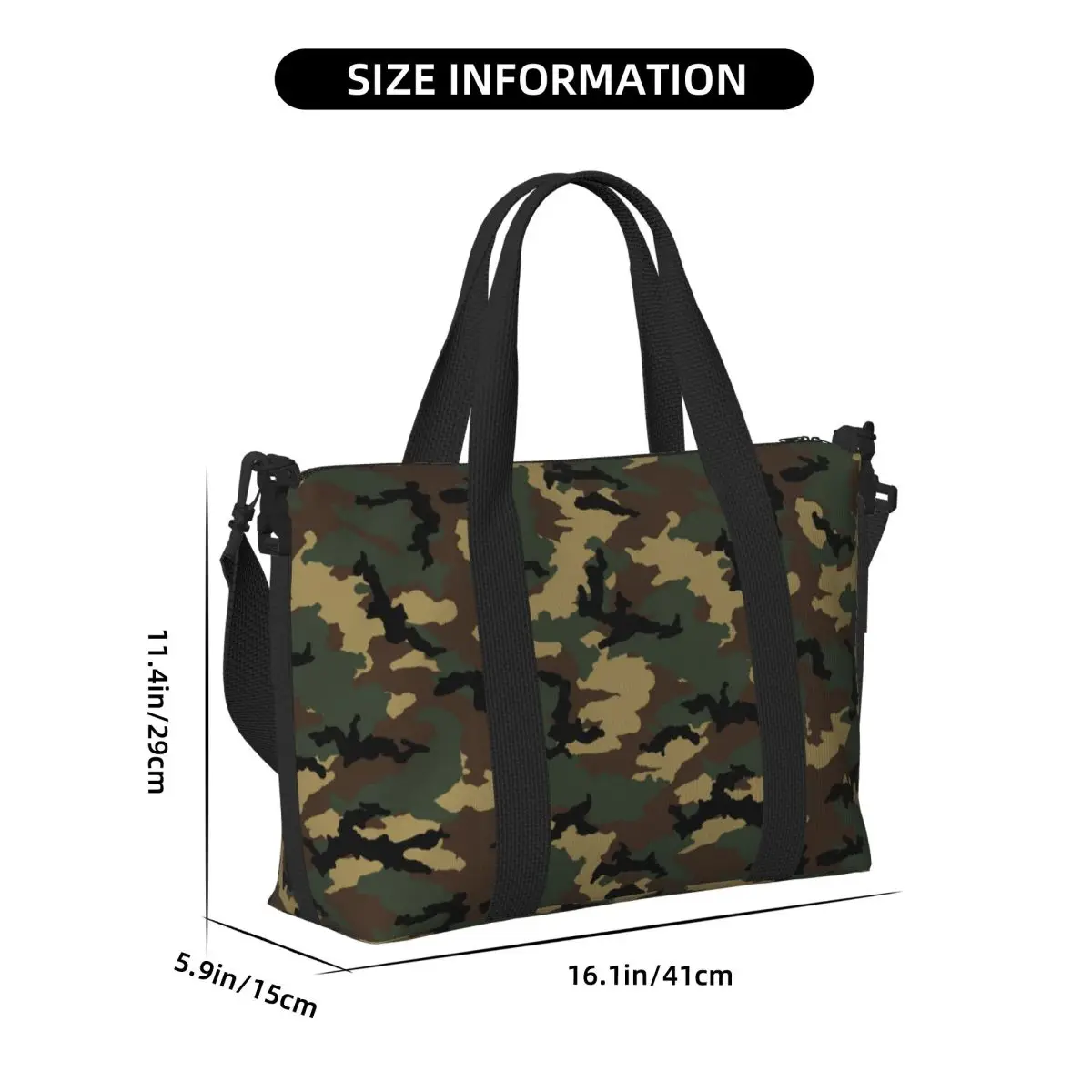 Original Woodland Camo Beach Tote Bag for Women Military Army Camouflage Large Compartment Beach Gym Travel Bags
