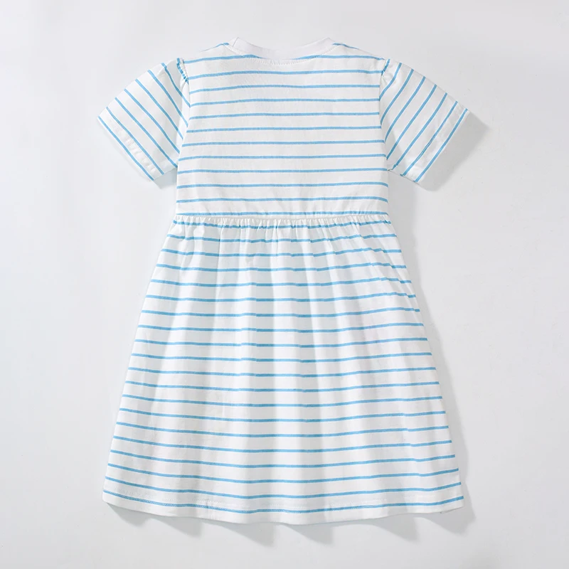 Little maven Kids Clothes New Summer Children's Clothing Cartoon Cats Striped Dresses Holiday Cotton Casual Vestidos Gifts
