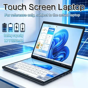 Esoteric Compact Win 11 Laptop Computer New 10.5 + 10.5 Inches Dual Touch Screen 360 Flip YOGA Laptops Lightweight Portable Unit 1