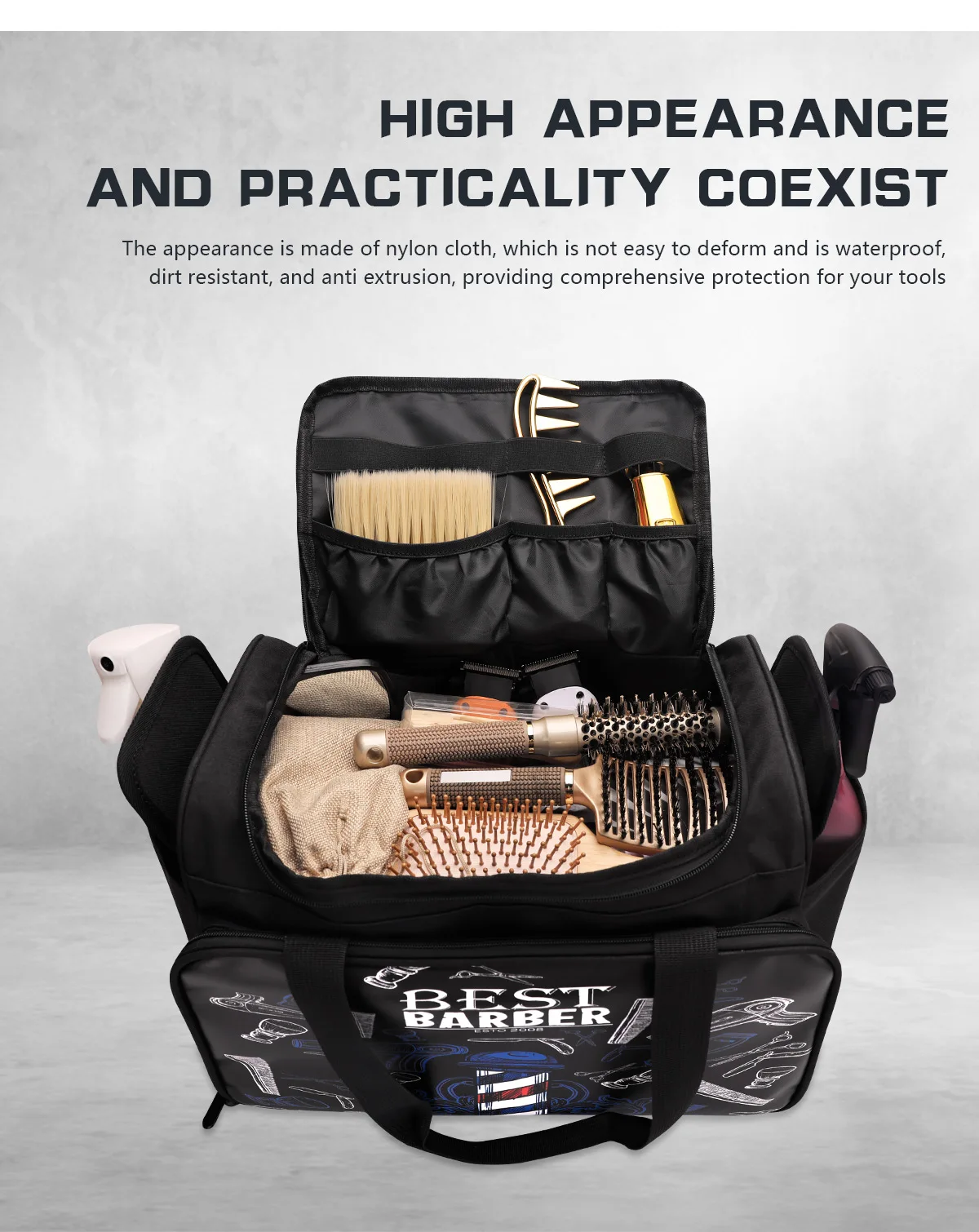 Waterproof Barber Bag Cosmetic Toiletry Organized Multi-Layer Pouch Ideal for Travel Daily Use Large Capacity