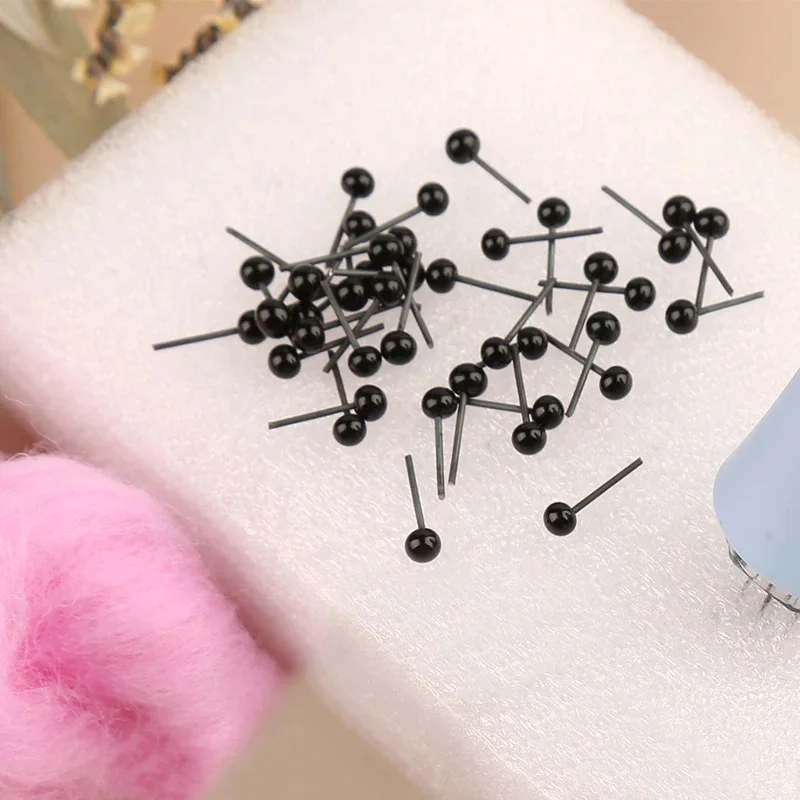 MIUSIE 50 Pairs 2/3/4mm Plastic Safety Eyes Eyeballs Needle Wool Felting Teddy Bears Dolls Animals Black Eyes Dolls Accessories