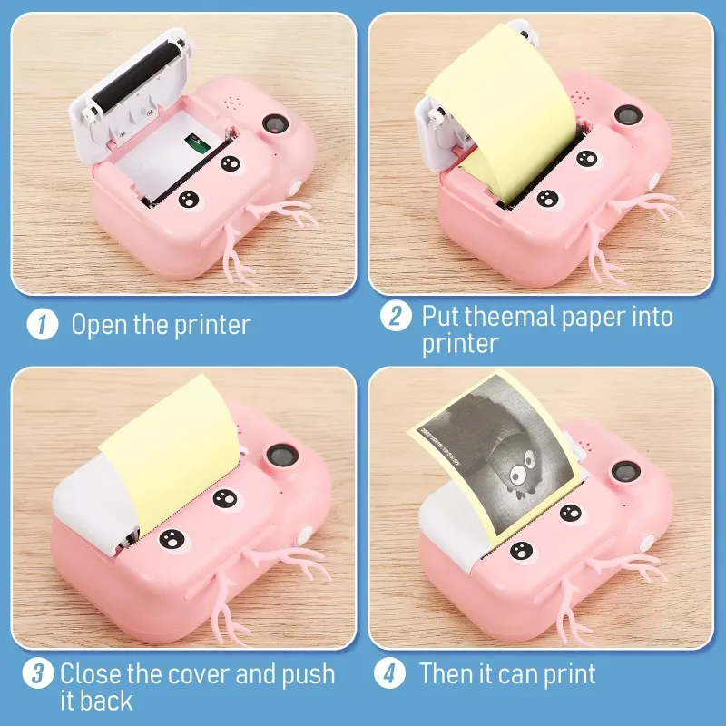 3 Rolls Thermal Mini Printer Paper Colorful Roll Blue Word Self-Adhesive Printable Sticker For Mini Portable Printers 57X30mm