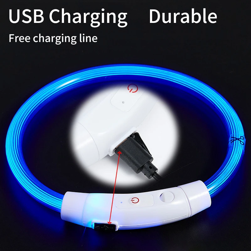 Led Pet Dog Collar Detachable Glowing Necklace Light Flashing Usb Loss Prevention Anti-lost Dogs Night Safety Luminous Products