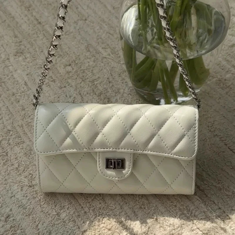 Women's Mini Crossbody Bag with Diamond Lattice Chain High Sense Small Square Bag New Trendy Ins Style Wallet