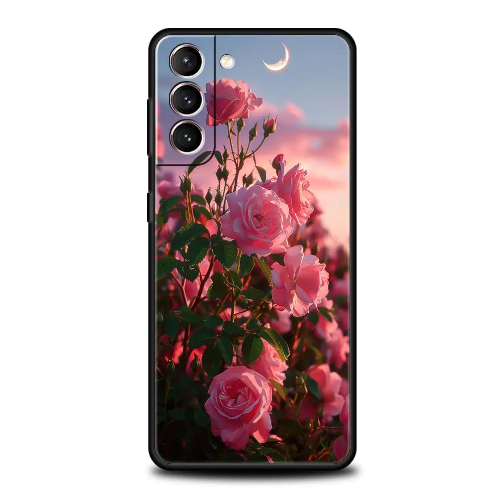 Elegant Red Rose Floral Soft Silicone Phone Case Cover
