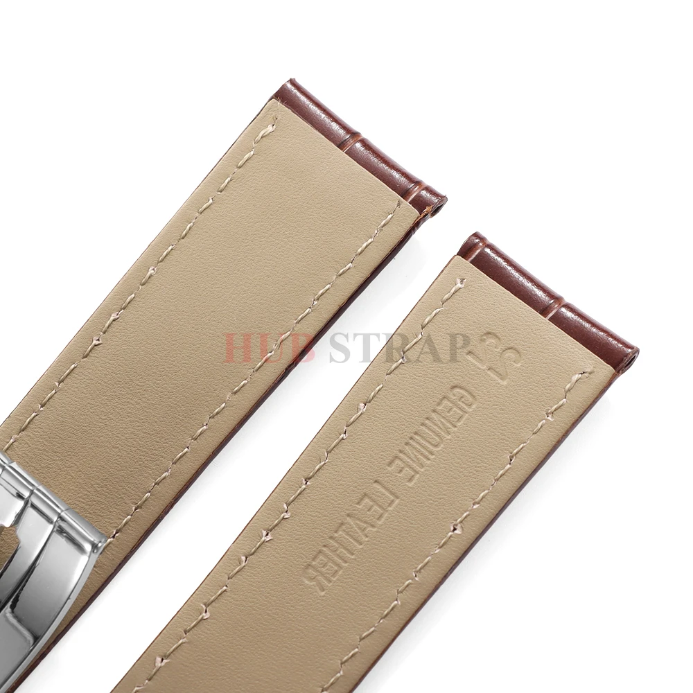 Premium Cowhide Leather Watchband - Waterproof Strap for Men and Women with Folding Buckle