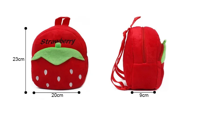 Cute Strawberry Plush Backpack Cartoon Animal Mini School Bags Candy Bag for Kids Baby Girl Boy Gift 1-3 Years