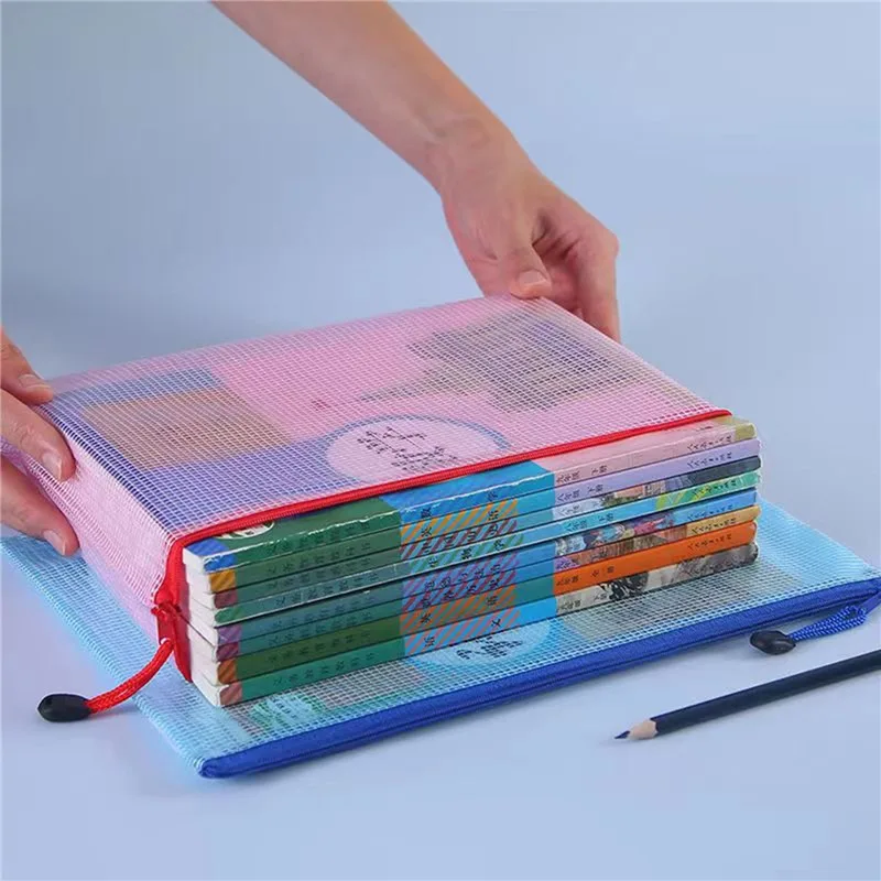 방수 지퍼 파일 폴더, 학교 사무용품, 연필 케이스, 화장품 메이크업 가방, A3, A4, A5, 10PCs 메쉬 지퍼 파우치