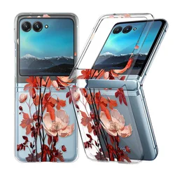 Coque de téléphone pliable transparente et antichoc avec floral - Housse rigide transparente