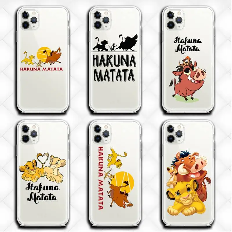 Прозрачный чехол Hakuna Matata с изображением короля льва для iphone 13 12 11 Pro max mini XS 8 7 Plus X SE