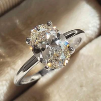 Bague en argent Sterling 925 en Zircon 1-8CT, magnifique bague ovale brillante en pierre pour femmes, fiançailles, mariage, luxe, bijoux fins de haute qualité 2
