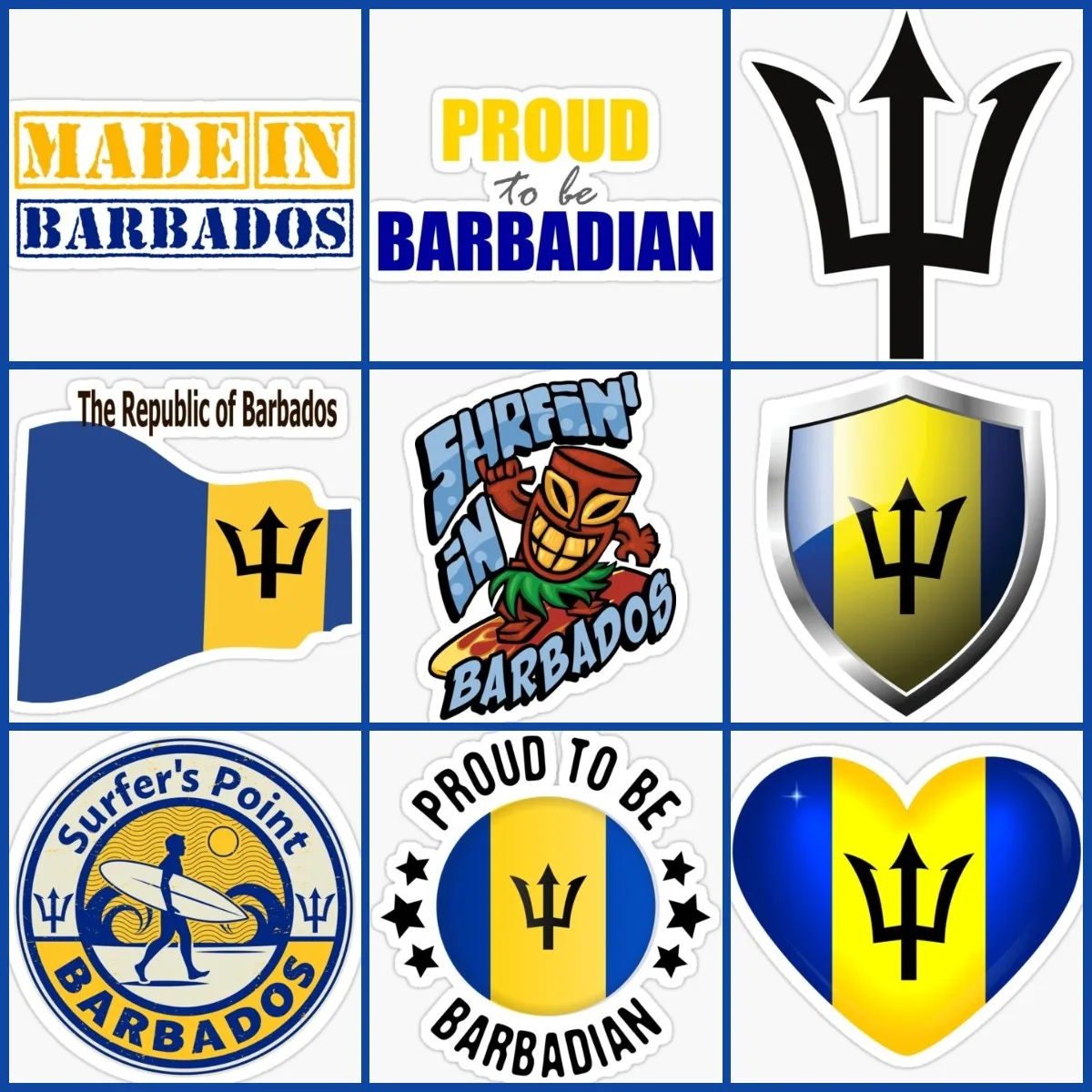 Bb Barbados Flag Creative Sticker Accessori Window Truck Moto Bicycle Van Car Wall Room Glass Camper Pvc Decalcomania Accessori