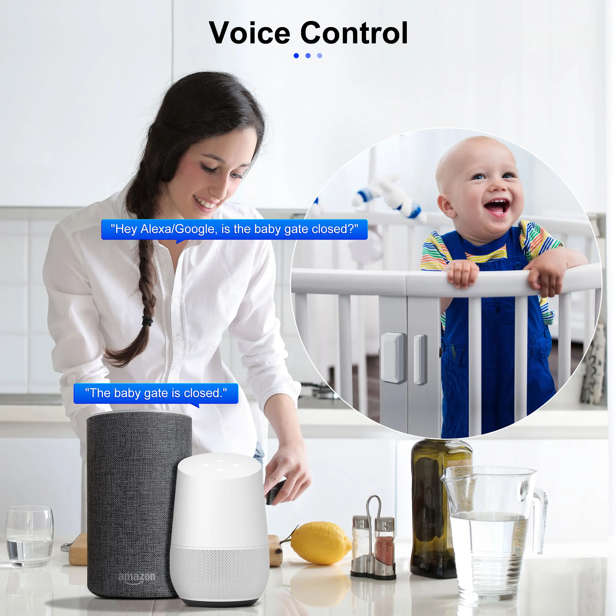 GIRIER ZigBee Door and Window Sensor Wireless Smart Contact Detector for Home Security Works with Alexa Hey Google Home Assistant