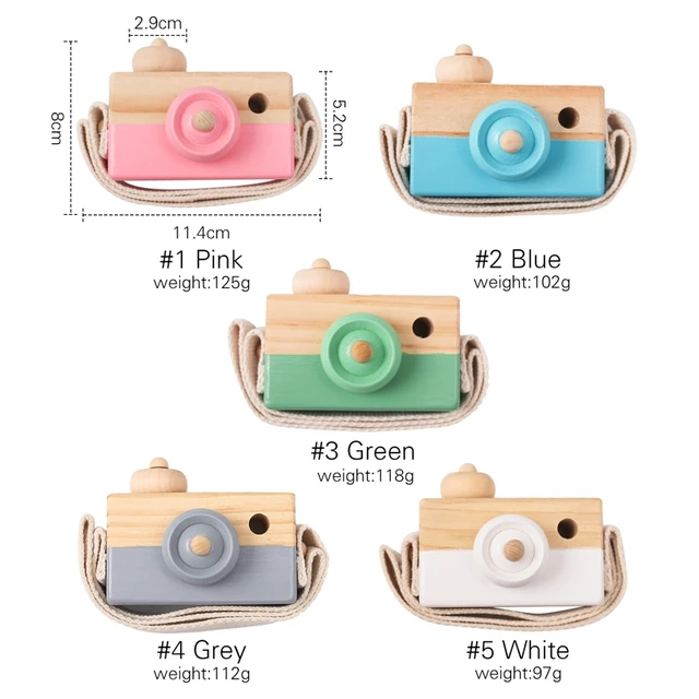 Let's Make 1pc Wooden Baby Toys Fashion Camera Pendant Montessori Toys For Children Wooden DIY Presents Nursing Gift Baby Block 6