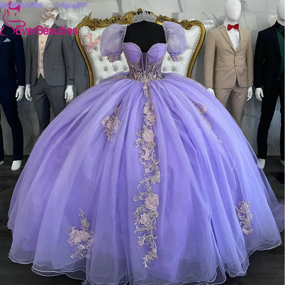

Ball Gown Quinceanera Dresses Short Sleeves Sweet 16 Dress Tulle Appliques Платья на выпускн vestidos de 15 16 años quinceañeras