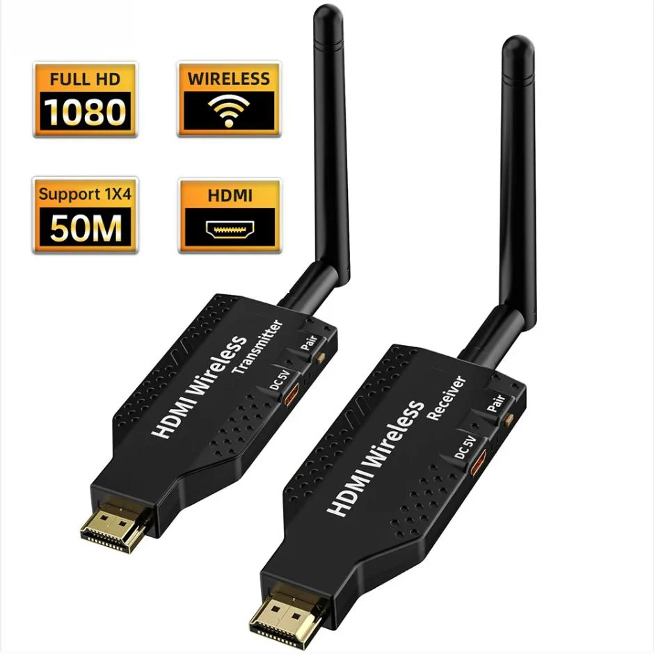 50m HD Wireless Wifi HDMI Extender Video Transmitter Receiver 1080P TV Stick Display Share for Camera DVD PC To TV 1 To 1 2 3 4