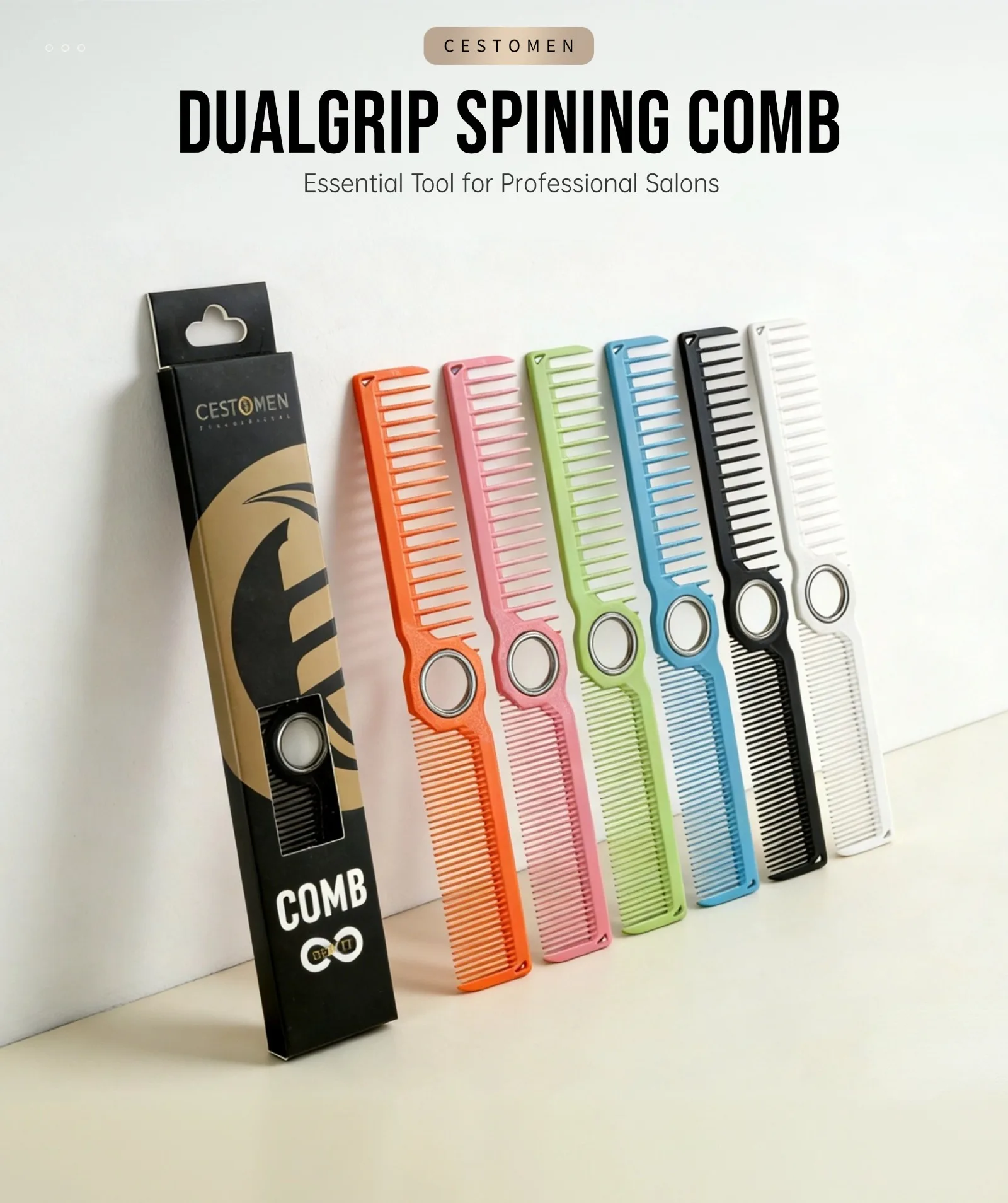 1 Stück Neues Design Fidget Spinning Barber Fade Haarschneidekamm für Männer und Frauen, doppelseitiger Kamm mit breiten und feinen Zähnen, glatter Haarkamm, Styling-Tool – Detail 1