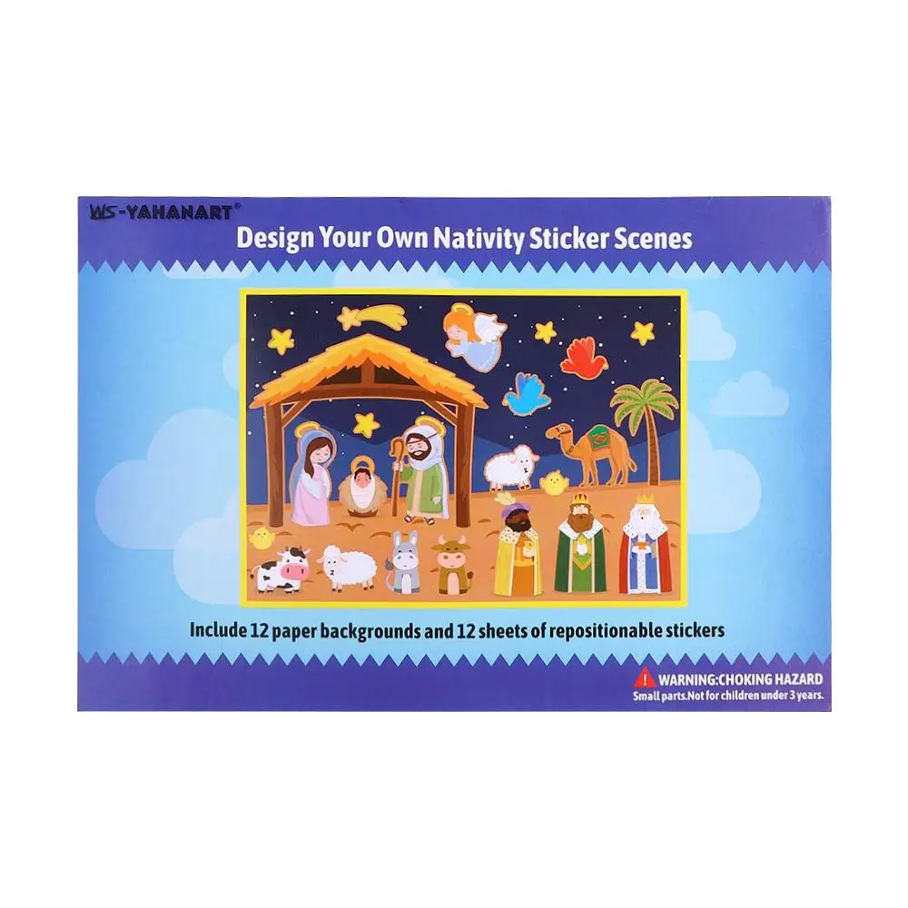 24 Sheets Nativity Stickers Nativity Recognition Training Puzzle Scenes Stickers Puzzle Crafts DIY Puzzle Games Sticker
