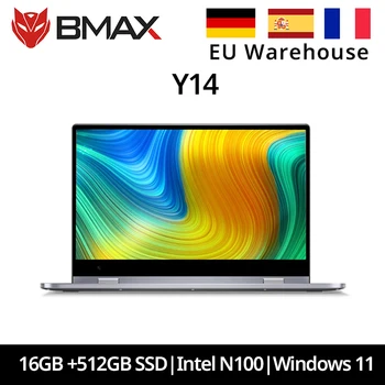 BMAX Y14 portátil de 14 pulgadas Windows 11 16GB RAM LPDDR5 512GB SSD 1920*1080 IPS Intel N100 portátiles tipo c
