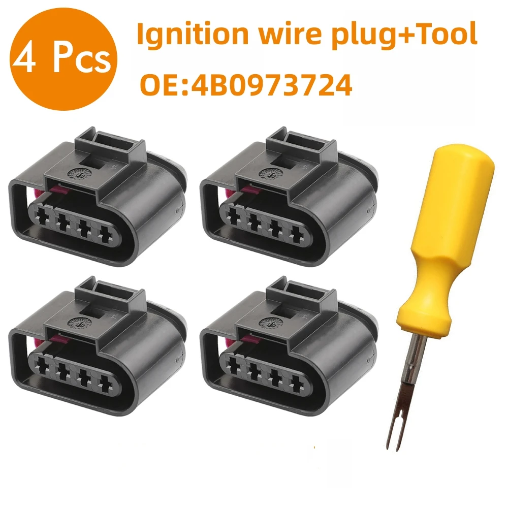 4pcsForAudiVW4B0973724CarIgnitionCoilPlugConnectorRepairKitsAutoHarnessPlug