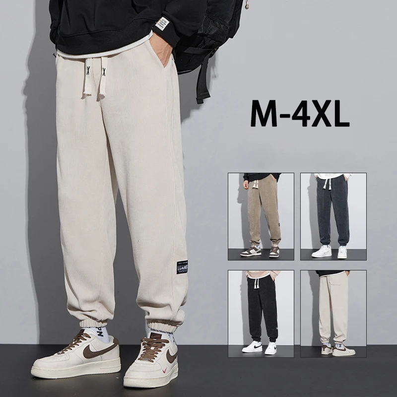 

2024 Autumn New Men's Casual Pants Versatile Loose Fitting Leggings with Cropped Pants Sanitary Pants for Outerwear Male Wear