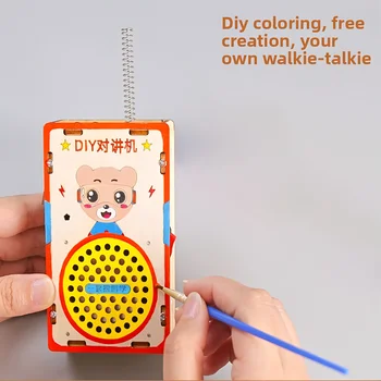 Children's walkie-talkie science experiment science education wooden technology small creation 200-meter wireless paging toy 3
