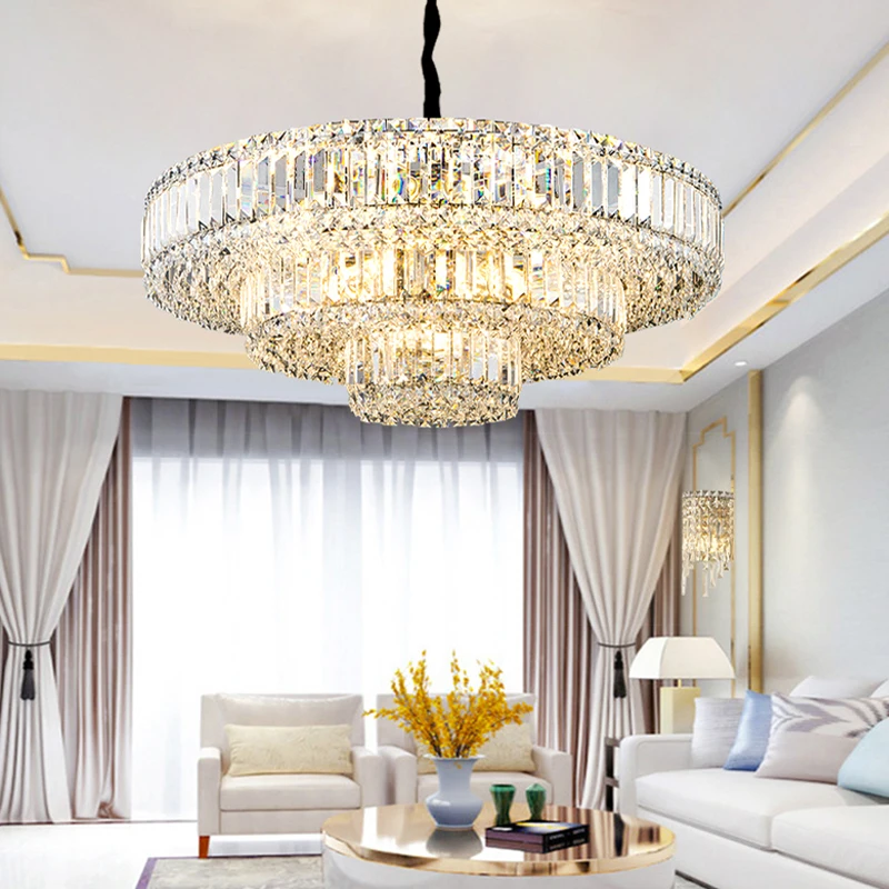 Led-hanglamp, in hoogte verstelbaar, kristal, eetkamer, eettafellamp, dimbaar, 3 kleuren, hanglamp, modern, ronde kristallen lamp, kroonluchter voor woonkamer, slaapkamer, keuken, plafondlamp, D60 cm