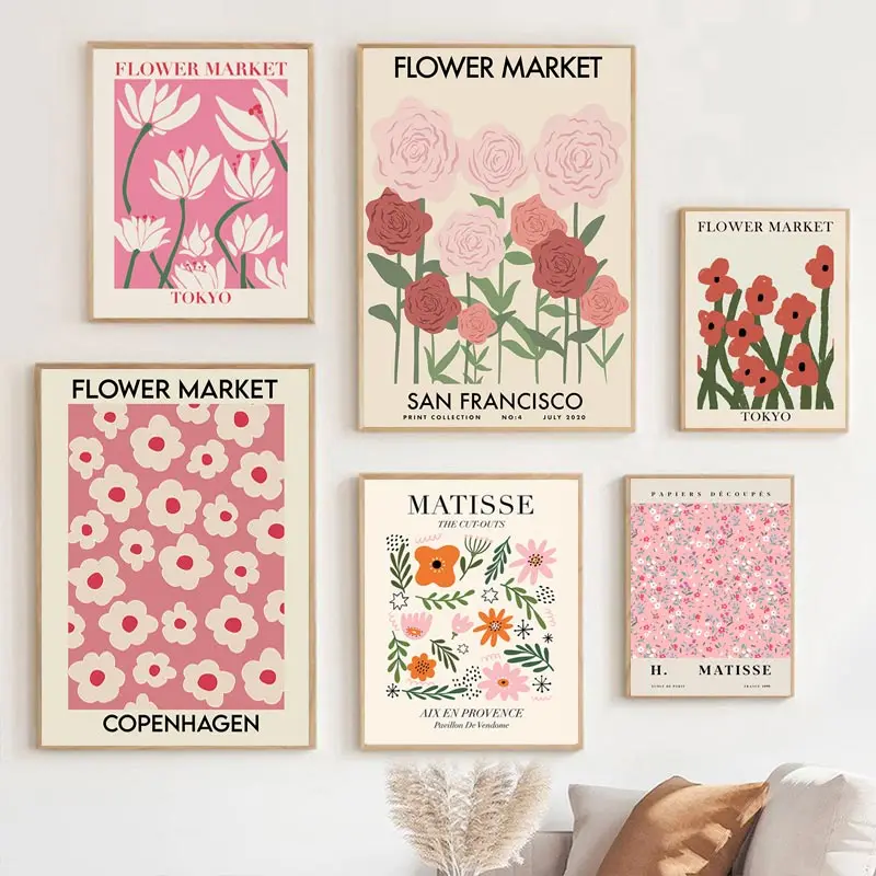 

Abstract Flower Market Art Canvas Poster Aesthetic Matisse Painting Retro Floral Print Nordic Wall Picture for Living Room Decor