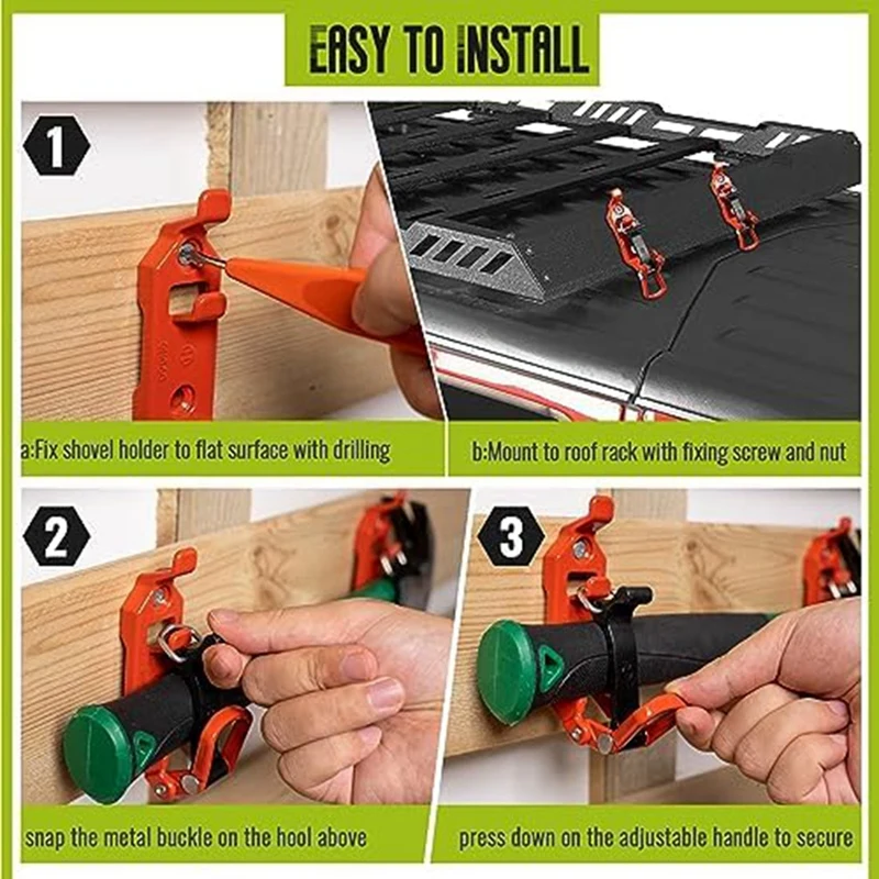 Shovel Holder Ax Holder Kit Roof Rack 6 PCS For Car Truck Boat Militaryequipment And Tools tool mounting bracket car exterior parts