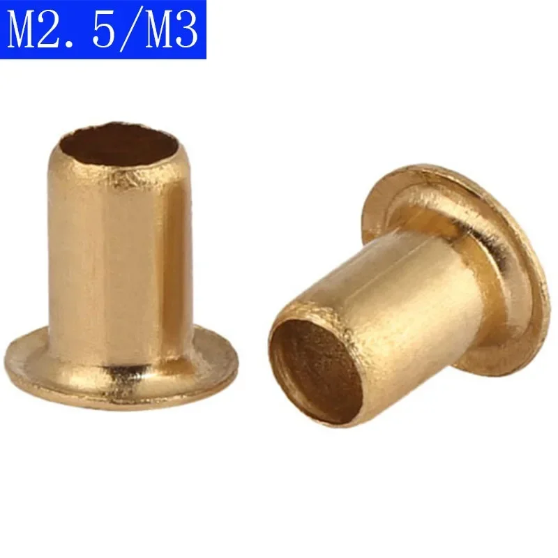M2.5 M3 Copper Brass Vias Rivet Nuts Through Hole Rivets Hollow ...