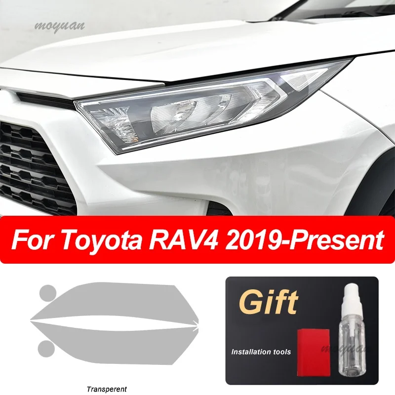 

2 Pcs Car Headlight Protective Film Vinyl Protection Transparent Black TPU Sticker For Toyota RAV4 XA50 2019 2020 Accessories