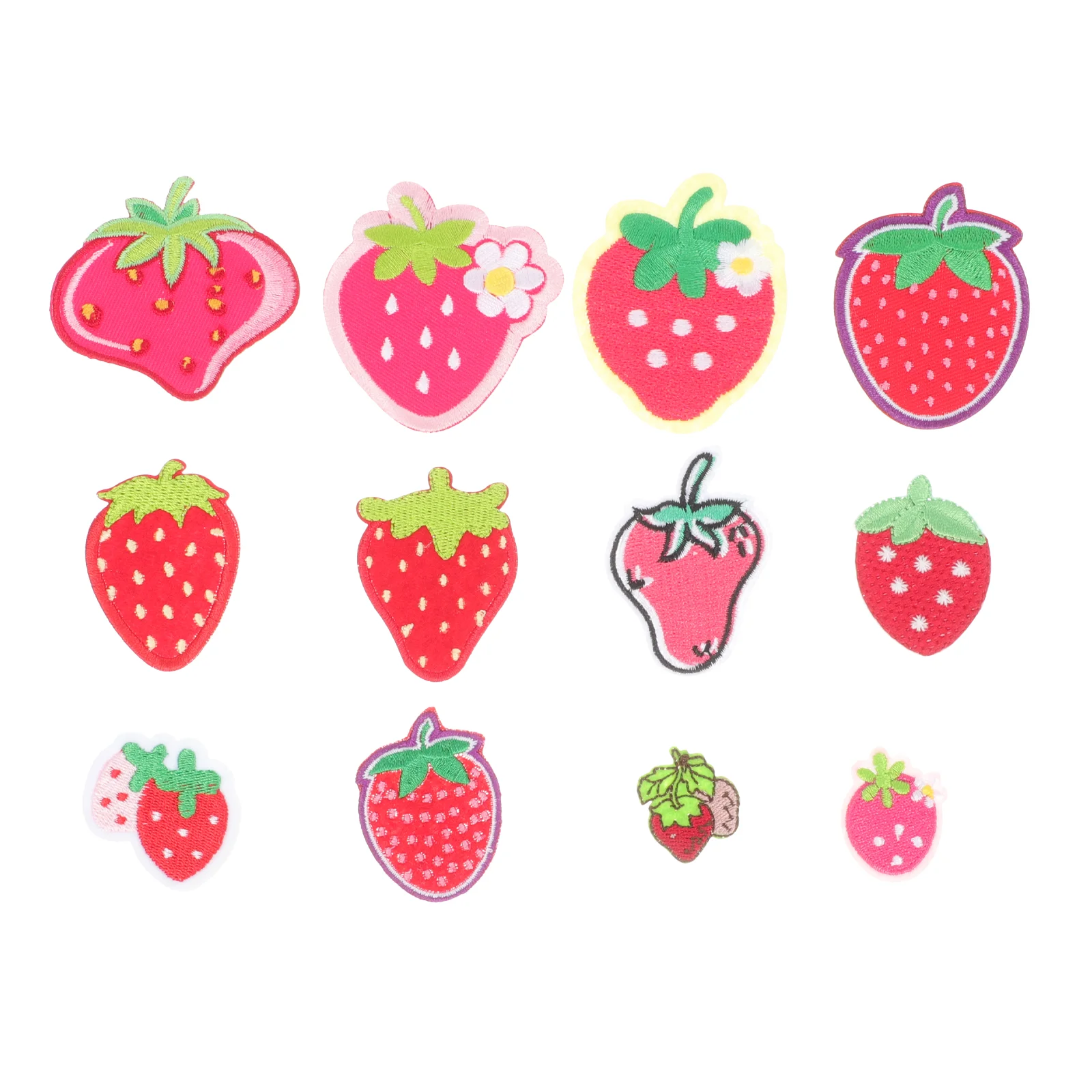12 Pcs Strawberry Embroidered Patches Assorted Fruit Sew on Clothing Embroidery Appliques DIY Decorative