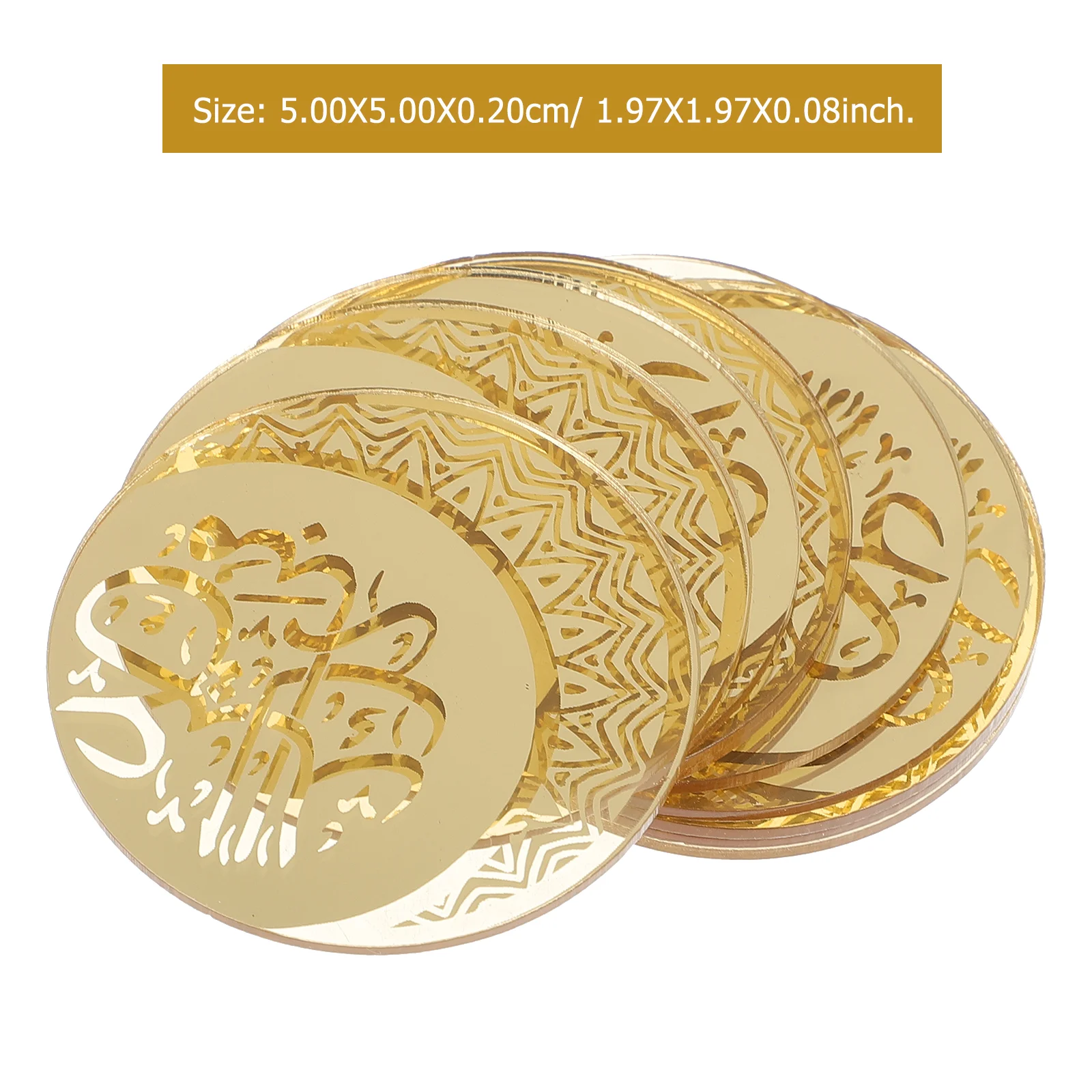 10 Eid Mubarak Cake Topper Resuable for Hajj Mubarak Festival Anniversary Party Celebration Decoration Supplies Golden