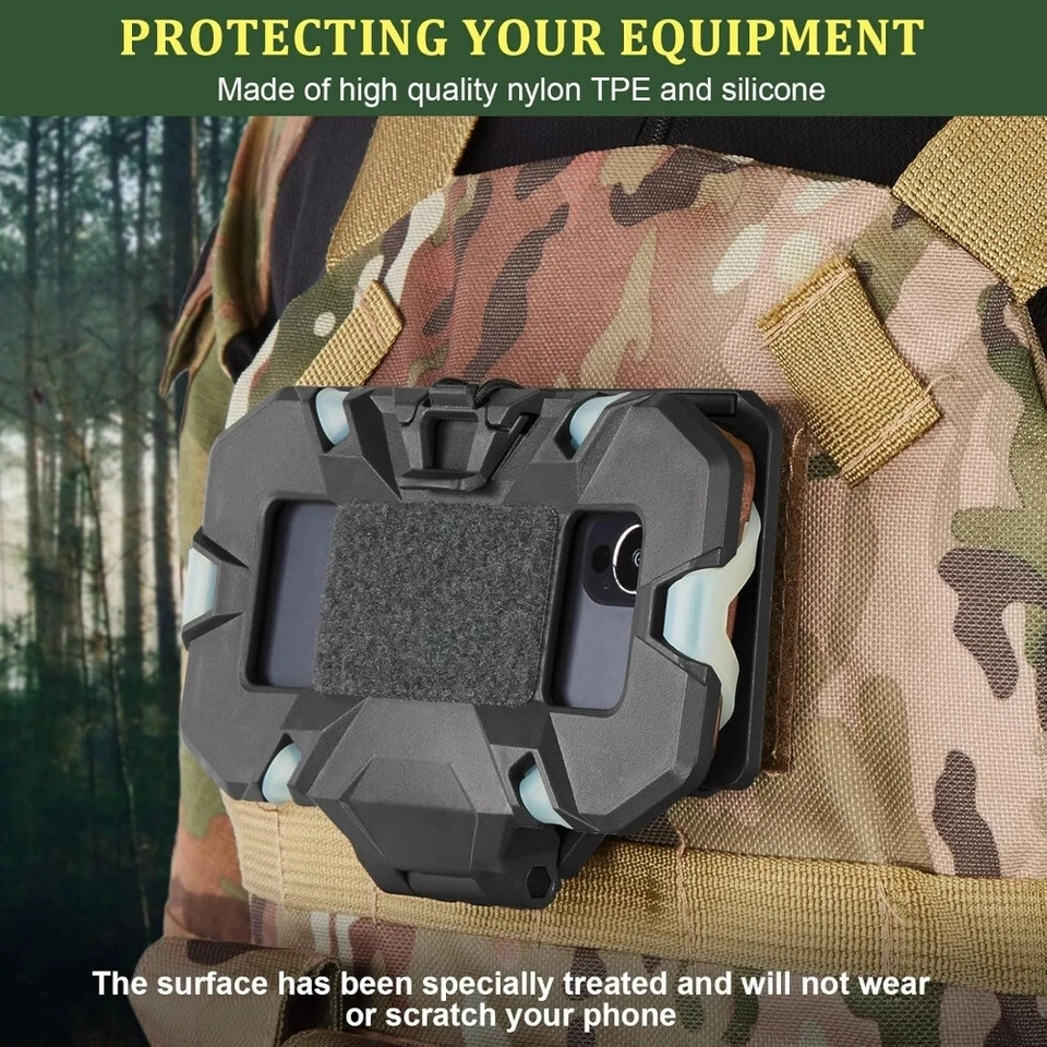 Rugged Tactical MOLLE Phone Holder with Non-Slip Grips for Hands-Free Adventures