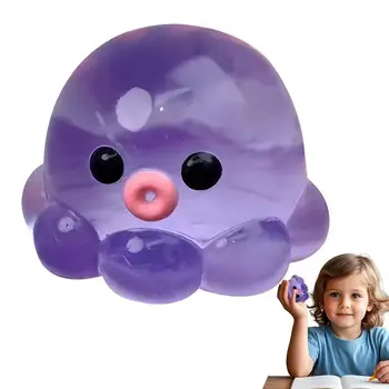 Octopus Squeeze Fidget Toy Rubber Clear Crystal Octopus Hand Relax Toy Homemade Bubble Hairstyle Game For Kids Adults Pinch Toy