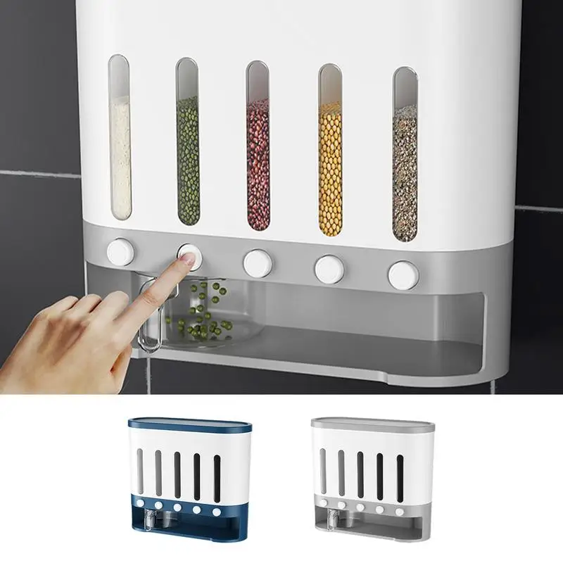 

5 grids Cereal Dispenser Insect-Proof Rice Dispenser portable Dry Food Container Grain Dispenser kitchen cereal storage supplies