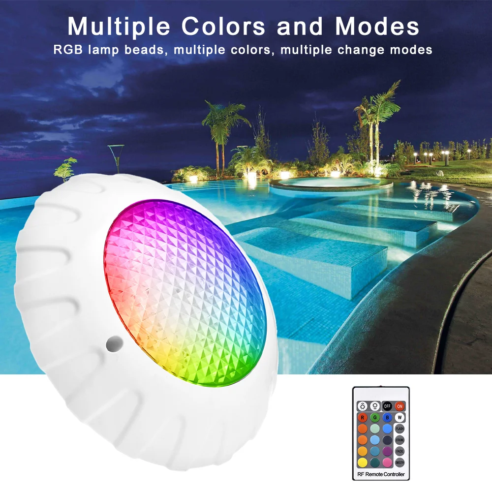 underwater lights for fountains 38W RGB Swimming Pool LED Lamp IP68 Underwater Diving Spotlight Remote Control Pond Light Outdoor Garden Decoration light underwater