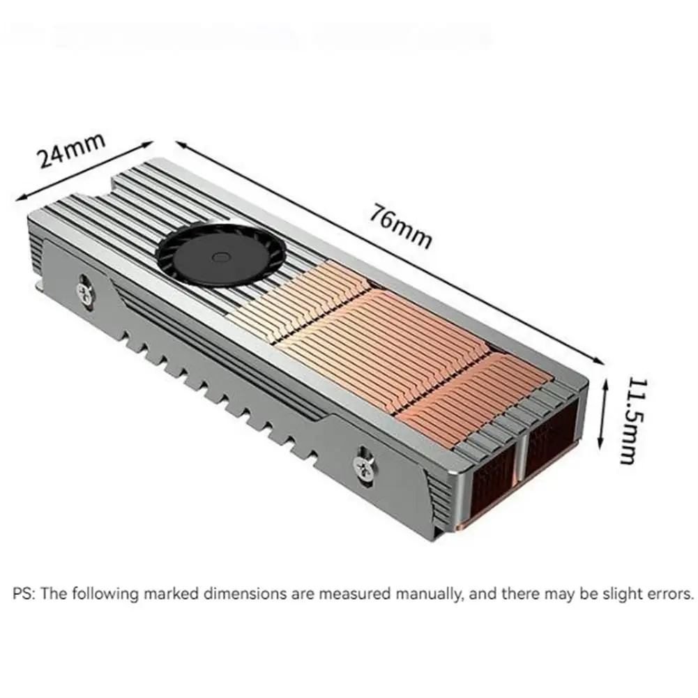 M.2 Nvme Air-cooled Radiator Ssd Heat Sink Copper Aluminum Structure With Silent Fan 2280 Solid State Drive Cooler