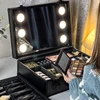 Makeup Travel Lighted Case with Large LED Light Mirror Coetic Bag Organizer Professional Adjustable Divider Storage, Waterproof 1
