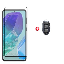 Universal 6 - in - 1 Tempered Glass Screen and Lens Protector with Full Cover Glue, 9H Hardness - M55 5G (1 Glass and 1 Len)