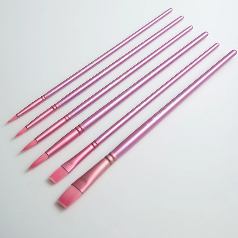 6-piece advanced nylon brush set, suitable for watercolor, acrylic, and oil painting - professional art supplies 2