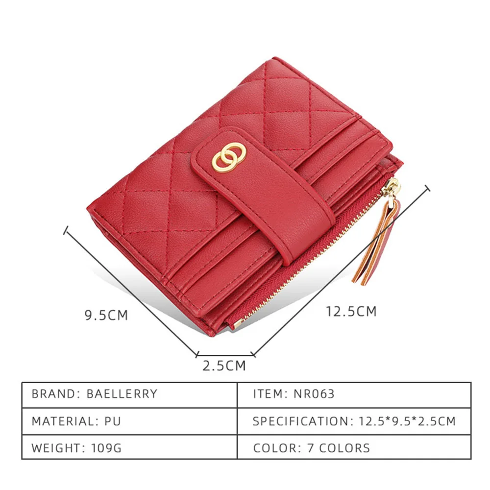 HOT Small Designer Slim Women Red Wallet Thin Zipper Ladies PU Leather –  The Blueprint of S