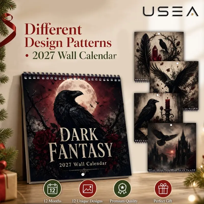 Calendario da Parete Dark Fantasy Raven2027, Agenda Annuale, Organizzatore, Tracker delle Abitudini, Diario per la Gestione del Tempo, Calendario da Appendere, Natale - immagine 5